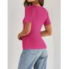 imageZESICA Womens 2025 Short Sleeve Square Neck T Shirts Slim Fitted Summer Ribbed Knit Basic Casual Tee TopsRose