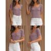 imageZESICA Womens 2025 Short Sleeve Square Neck T Shirts Slim Fitted Summer Ribbed Knit Basic Casual Tee TopsTaro