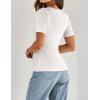 imageZESICA Womens 2025 Short Sleeve Square Neck T Shirts Slim Fitted Summer Ribbed Knit Basic Casual Tee TopsWhite