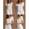 imageZESICA Womens 2025 Short Sleeve Square Neck T Shirts Slim Fitted Summer Ribbed Knit Basic Casual Tee TopsWhite