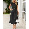 imageZESICA Womens 2025 Summer Boho Button Midi Dresses Casual V Neck Flutter Sleeve Belted Long Dresses with PocketsBlack