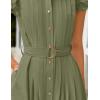 imageZESICA Womens 2025 Summer Boho Button Midi Dresses Casual V Neck Flutter Sleeve Belted Long Dresses with PocketsGreen