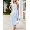 imageZESICA Womens 2025 Summer Boho Button Midi Dresses Casual V Neck Flutter Sleeve Belted Long Dresses with PocketsLight Blue