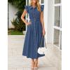 imageZESICA Womens 2025 Summer Boho Button Midi Dresses Casual V Neck Flutter Sleeve Belted Long Dresses with PocketsNavy