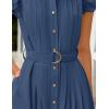 imageZESICA Womens 2025 Summer Boho Button Midi Dresses Casual V Neck Flutter Sleeve Belted Long Dresses with PocketsNavy