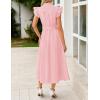 imageZESICA Womens 2025 Summer Boho Button Midi Dresses Casual V Neck Flutter Sleeve Belted Long Dresses with PocketsPink