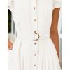 imageZESICA Womens 2025 Summer Boho Button Midi Dresses Casual V Neck Flutter Sleeve Belted Long Dresses with PocketsWhite