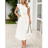 imageZESICA Womens 2025 Summer Boho Button Midi Dresses Casual V Neck Flutter Sleeve Belted Long Dresses with PocketsWhite