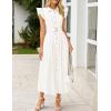 imageZESICA Womens 2025 Summer Boho Button Midi Dresses Casual V Neck Flutter Sleeve Belted Long Dresses with PocketsWhite