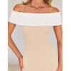 imageZESICA Womens 2025 Summer Off The Shoulder Bodycon Dresses Sleeveless Color Block Knit Cocktail Party Midi DressApricot