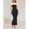 imageZESICA Womens 2025 Summer Off The Shoulder Bodycon Dresses Sleeveless Color Block Knit Cocktail Party Midi DressBlack