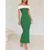 imageZESICA Womens 2025 Summer Off The Shoulder Bodycon Dresses Sleeveless Color Block Knit Cocktail Party Midi DressGreen