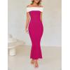 imageZESICA Womens 2025 Summer Off The Shoulder Bodycon Dresses Sleeveless Color Block Knit Cocktail Party Midi DressRose