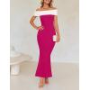 imageZESICA Womens 2025 Summer Off The Shoulder Bodycon Dresses Sleeveless Color Block Knit Cocktail Party Midi DressRose