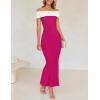 imageZESICA Womens 2025 Summer Off The Shoulder Bodycon Dresses Sleeveless Color Block Knit Cocktail Party Midi DressRose