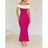 imageZESICA Womens 2025 Summer Off The Shoulder Bodycon Dresses Sleeveless Color Block Knit Cocktail Party Midi DressRose
