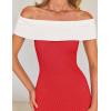 imageZESICA Womens 2025 Summer Off The Shoulder Bodycon Dresses Sleeveless Color Block Knit Cocktail Party Midi DressWatermelon