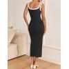 imageZESICA Womens Summer Bodycon Midi Dress Casual Sleeveless Square Neck Side Slit Knit Vacation Long DressesBlack