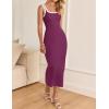 imageZESICA Womens Summer Bodycon Midi Dress Casual Sleeveless Square Neck Side Slit Knit Vacation Long DressesFuchsia