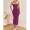 imageZESICA Womens Summer Bodycon Midi Dress Casual Sleeveless Square Neck Side Slit Knit Vacation Long DressesFuchsia
