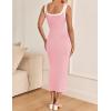 imageZESICA Womens Summer Bodycon Midi Dress Casual Sleeveless Square Neck Side Slit Knit Vacation Long DressesPink