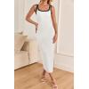 imageZESICA Womens Summer Bodycon Midi Dress Casual Sleeveless Square Neck Side Slit Knit Vacation Long DressesWhite