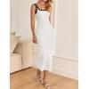 imageZESICA Womens Summer Bodycon Midi Dress Casual Sleeveless Square Neck Side Slit Knit Vacation Long DressesWhite