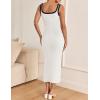 imageZESICA Womens Summer Bodycon Midi Dress Casual Sleeveless Square Neck Side Slit Knit Vacation Long DressesWhite