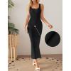 imageZESICA Womens Summer Casual Square Neck Bodycon Midi Dresses Spring Sleeveless Side Slit Knit Beach Vacation Long DressBlack