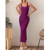 imageZESICA Womens Summer Casual Square Neck Bodycon Midi Dresses Spring Sleeveless Side Slit Knit Beach Vacation Long DressFuchsia