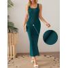 imageZESICA Womens Summer Casual Square Neck Bodycon Midi Dresses Spring Sleeveless Side Slit Knit Beach Vacation Long DressGreen