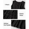 imageZESICA Womens Summer Sleeveless Mini Dress V Neck Hollow Out Eyelet High Waist A Line Swing Short Party DressesBlack