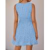 imageZESICA Womens Summer Sleeveless Mini Dress V Neck Hollow Out Eyelet High Waist A Line Swing Short Party DressesLightblue
