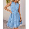 imageZESICA Womens Summer Sleeveless Mini Dress V Neck Hollow Out Eyelet High Waist A Line Swing Short Party DressesLightblue