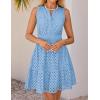 imageZESICA Womens Summer Sleeveless Mini Dress V Neck Hollow Out Eyelet High Waist A Line Swing Short Party DressesLightblue