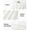 imageZESICA Womens Summer Sleeveless Mini Dress V Neck Hollow Out Eyelet High Waist A Line Swing Short Party DressesWhite