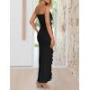 imageZESICA Womens Strapless Bodycon Dress Sexy Off Shoulder Mesh Ruffle Asymmetrical Slit Party Tube Maxi DressesBlack