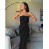 imageZESICA Womens Strapless Bodycon Dress Sexy Off Shoulder Mesh Ruffle Asymmetrical Slit Party Tube Maxi DressesBlack