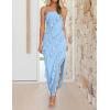 imageZESICA Womens Strapless Bodycon Dress Sexy Off Shoulder Mesh Ruffle Asymmetrical Slit Party Tube Maxi DressesBlue