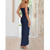imageZESICA Womens Strapless Bodycon Dress Sexy Off Shoulder Mesh Ruffle Asymmetrical Slit Party Tube Maxi DressesNavy