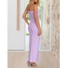 imageZESICA Womens Strapless Bodycon Dress Sexy Off Shoulder Mesh Ruffle Asymmetrical Slit Party Tube Maxi DressesPurple