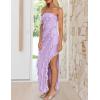 imageZESICA Womens Strapless Bodycon Dress Sexy Off Shoulder Mesh Ruffle Asymmetrical Slit Party Tube Maxi DressesPurple