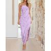 imageZESICA Womens Strapless Bodycon Dress Sexy Off Shoulder Mesh Ruffle Asymmetrical Slit Party Tube Maxi DressesPurple