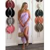 imageZESICA Womens Strapless Bodycon Dress Sexy Off Shoulder Mesh Ruffle Asymmetrical Slit Party Tube Maxi DressesPurple