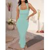 imageZESICA Womens Summer Bodycon Midi Dress Sleeveless Square Neck Slim Fit Back Slit Long Cocktail Party DressesSage