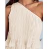 imageZESICA Womens Summer Sleeveless Mini Dress Boho One Shoulder Ruffle Tiered Layered Chiffon Flowy A Line DressesApricot