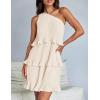 imageZESICA Womens Summer Sleeveless Mini Dress Boho One Shoulder Ruffle Tiered Layered Chiffon Flowy A Line DressesApricot