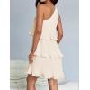 imageZESICA Womens Summer Sleeveless Mini Dress Boho One Shoulder Ruffle Tiered Layered Chiffon Flowy A Line DressesApricot