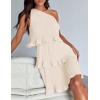 imageZESICA Womens Summer Sleeveless Mini Dress Boho One Shoulder Ruffle Tiered Layered Chiffon Flowy A Line DressesApricot