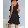 imageZESICA Womens Summer Sleeveless Mini Dress Boho One Shoulder Ruffle Tiered Layered Chiffon Flowy A Line DressesDarkblack